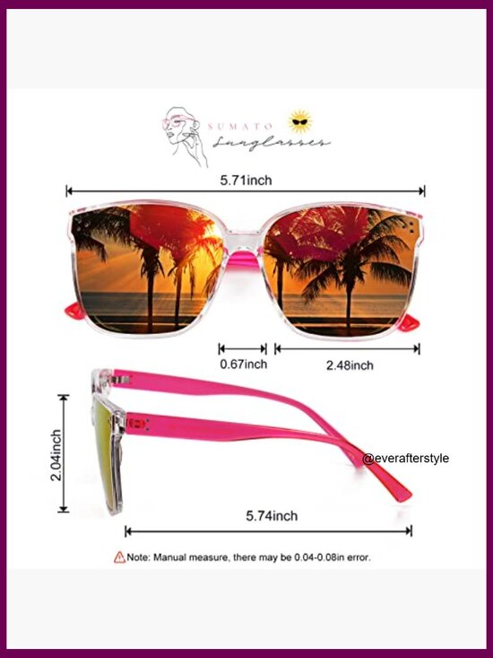 Oversized Sunglasses with Mirrored Lens UV400 Blocking main image 6